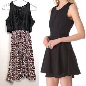 PJK PATTERSON J. KINCAID ANTHROPOLOGIE Black Leather Cutout Mini Fit Flare Dress